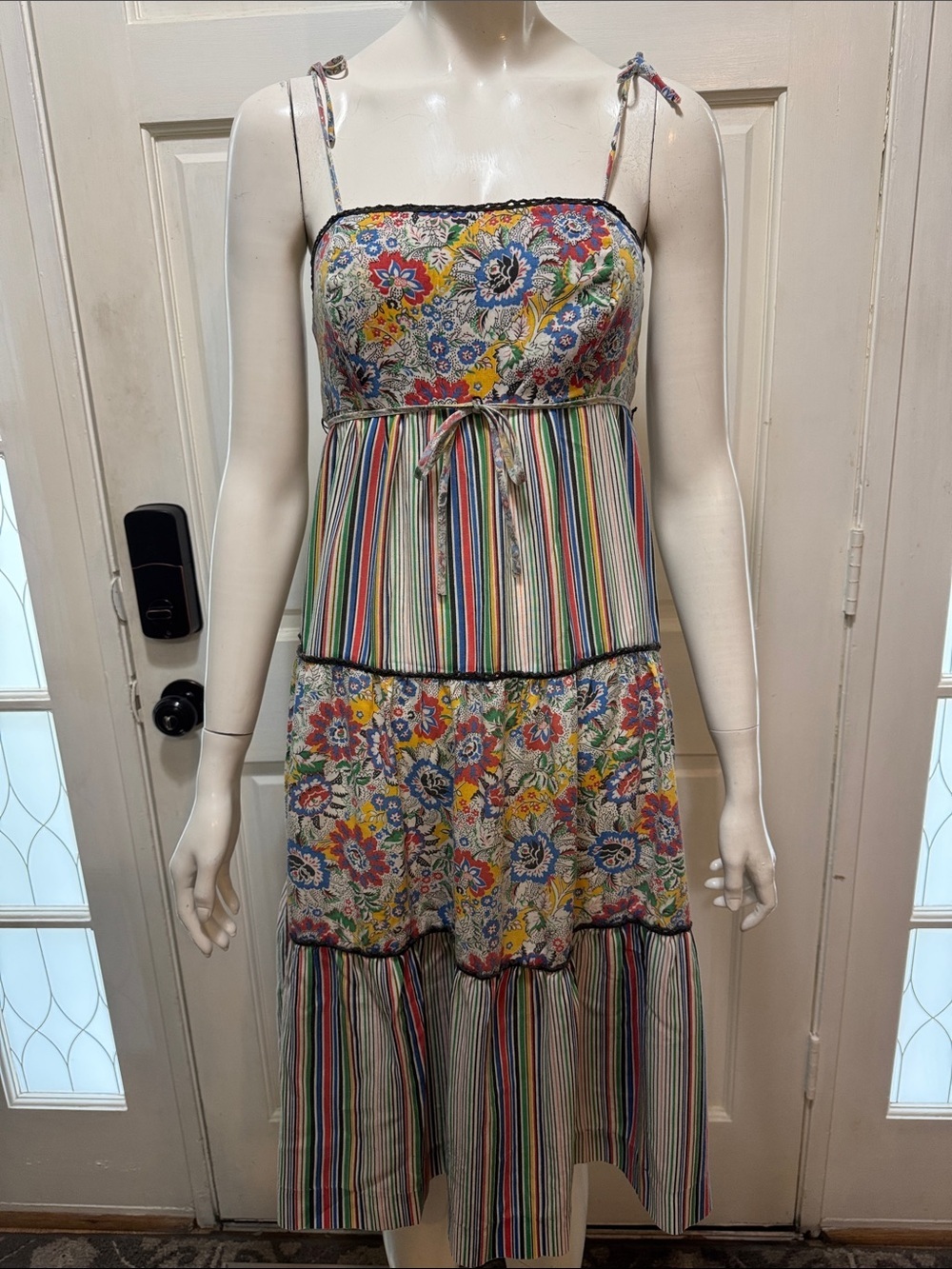 Colorful Floral & Stripe Tiered Sundress Size 5